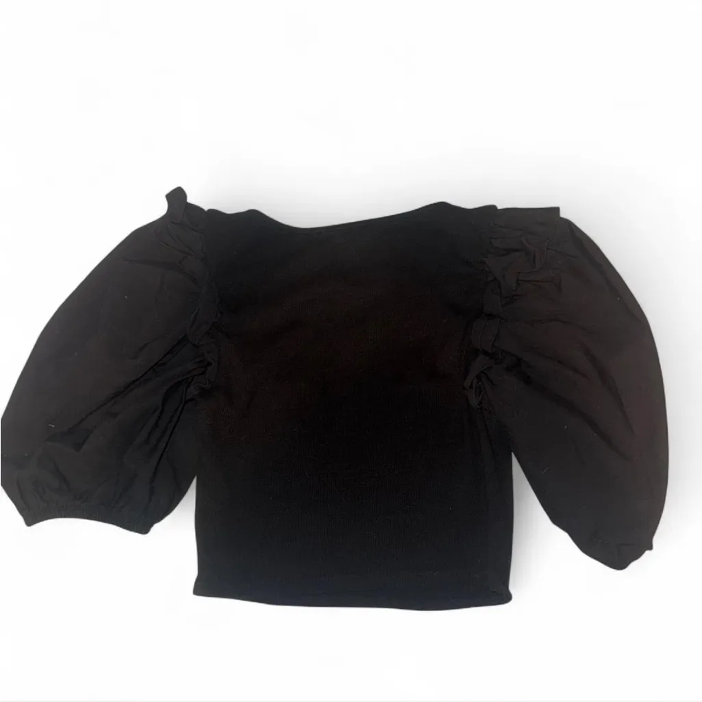 Zara Elegant Black Square Neck Crop Top - Image 3