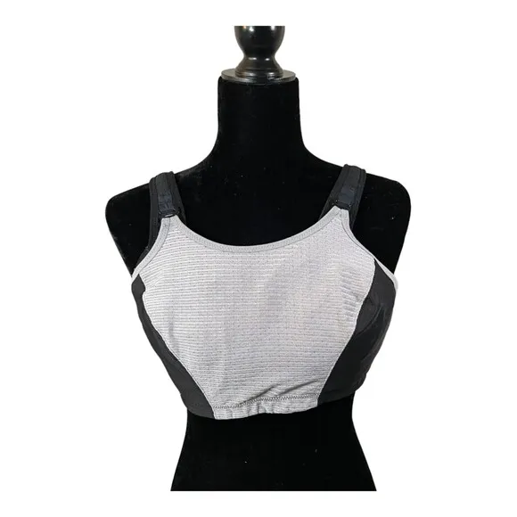 Glamorise Magic Lift Double Layer Sports Bra Grey Black Size 36 DD - Image 2