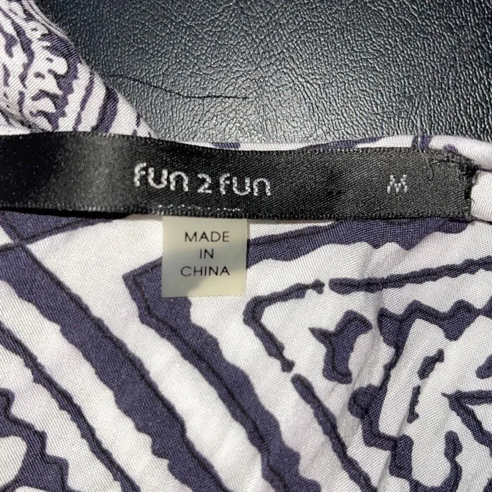 Fun2fun Women's 3/4 Sleeve Top Blouse Bohemian Geometric Tunic Black Size Medium - Image 5