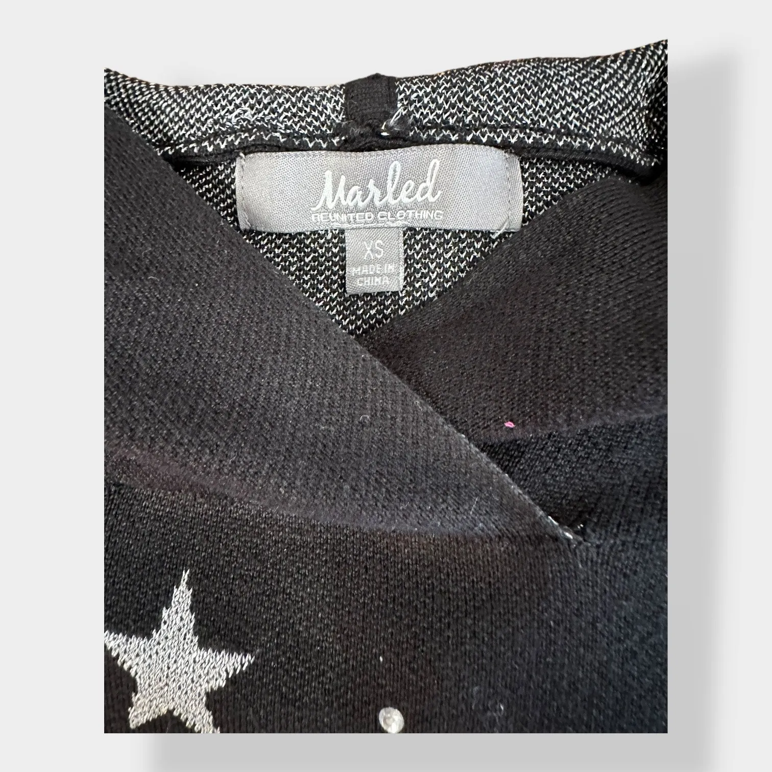 Marled by RC Stars NWOT embellished‎ hooded knit sweater size XS whimsygoth - Image 2