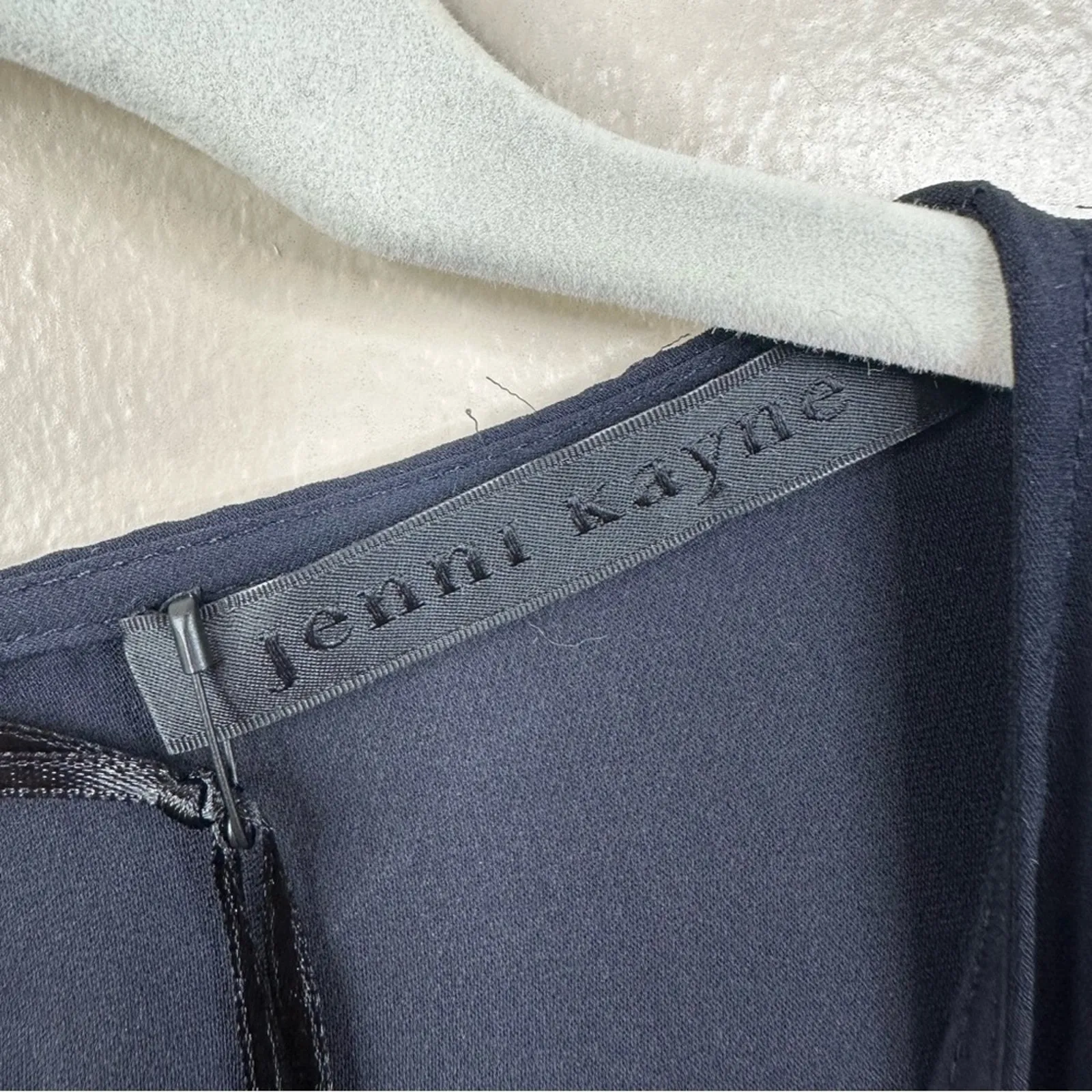 NEW Jenni Kayne 100% Silk Side Tie Midi Dress Womens Small Navy Blue Sheer - Image 7