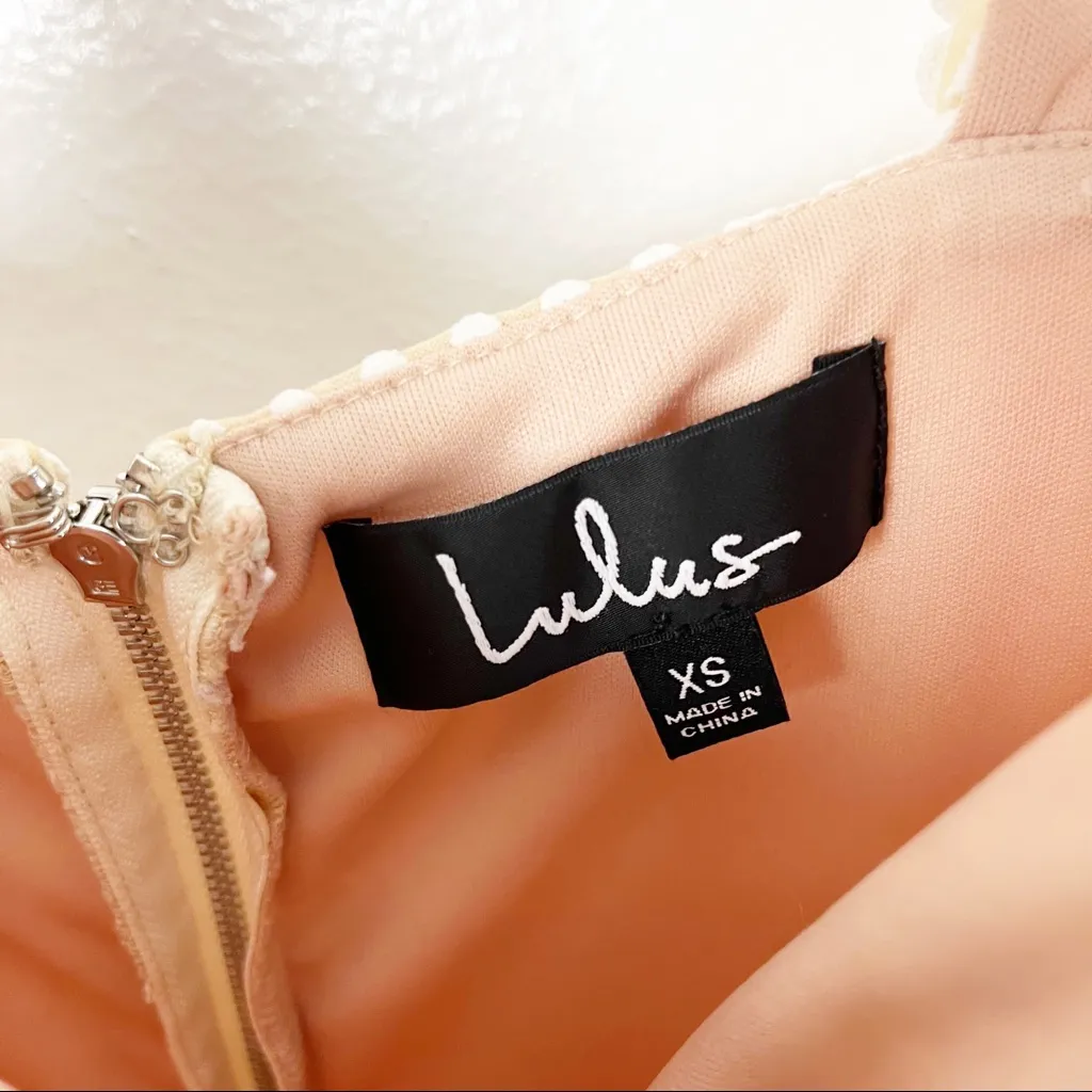 LULUS Cream Lace Overlay Ruffled Tier Sleeveless Dress, Size XS - Image 3