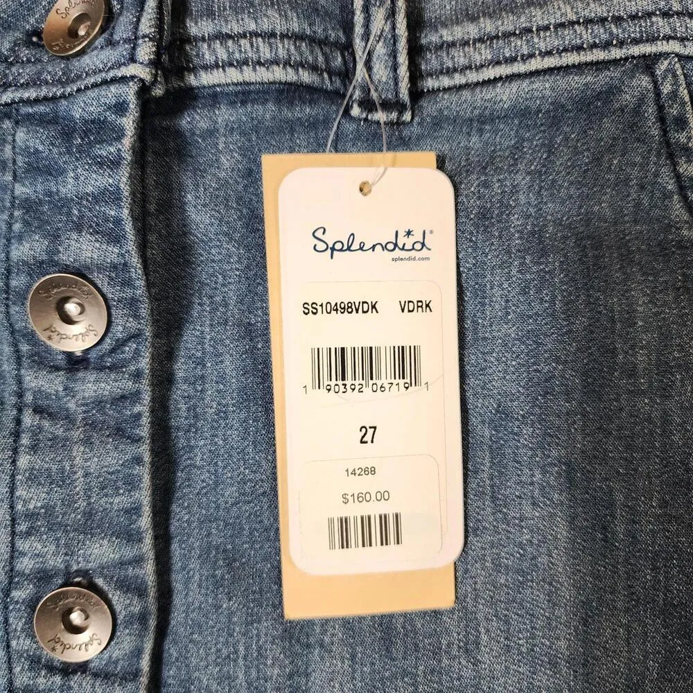 SPLENDID Indigo Blue Denim Mini Skirt Women's Size 27 Full Button - Image 6
