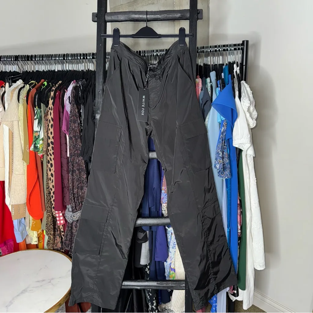White Fox Boutique Sound The Alarm Cargo Pants in Black - Image 6