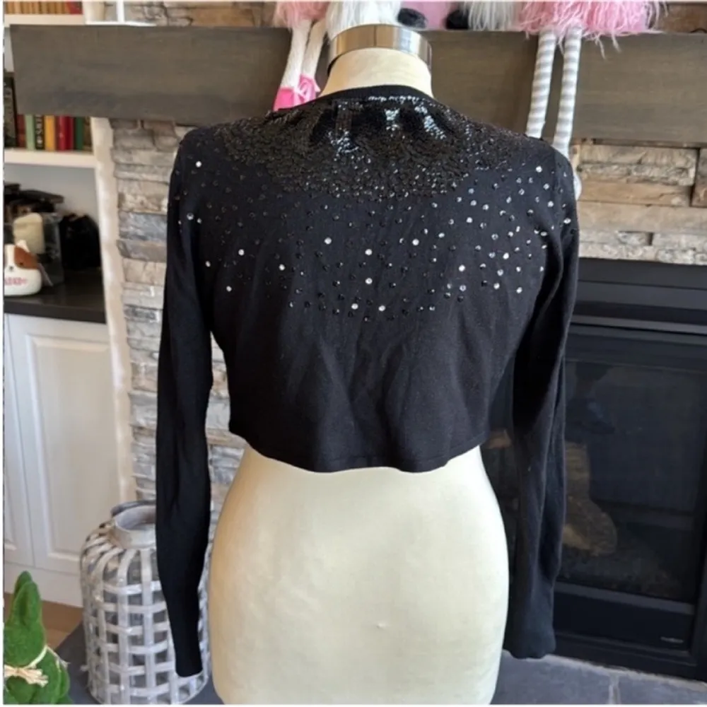 Tommy Hilfiger  Black Cropped Sequin Jacket - Image 2