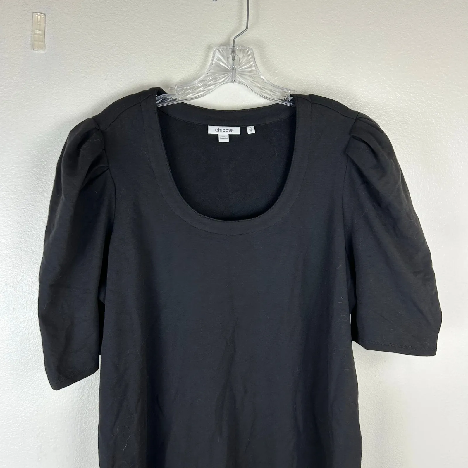 NWT Chico's Zenergy Black French Terry Puff Elbow Sleeve Dress Size 16 $99 - Image 4