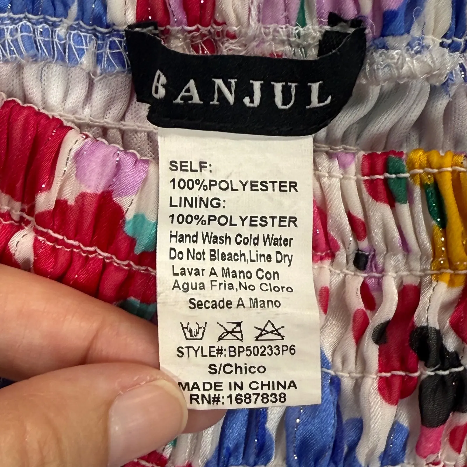 Banjul Floral Print Smocked Wide Leg‎ pants Ruffle Tiered Size S - Image 5