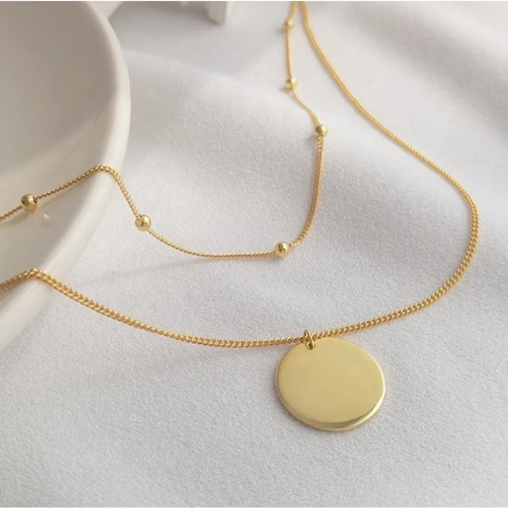 Layered‎ Coin Necklace | Yellow Gold Plated Sterling Silver - Image 5