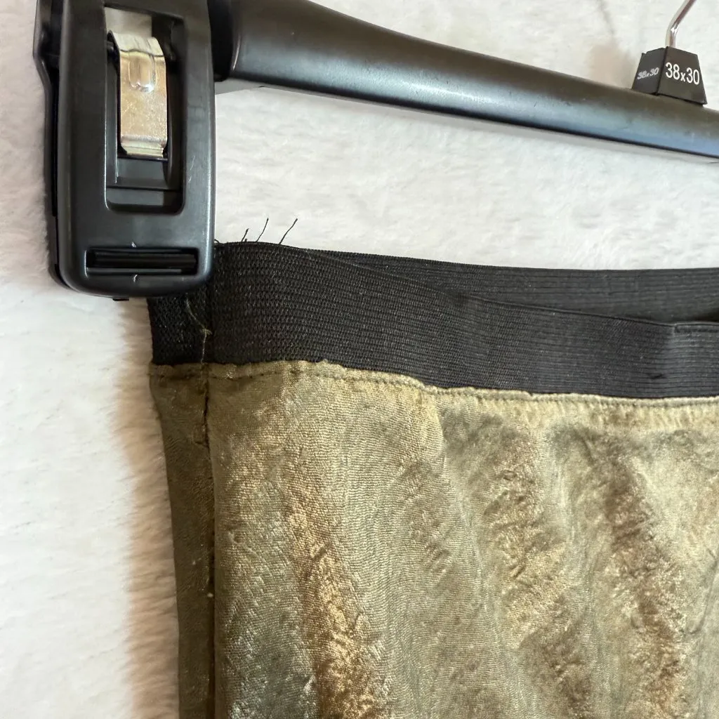 Bobeau XS Olive Green Satin Bias Slip Skirt Midi Stretch Minimalist Quiet Luxury - Image 4