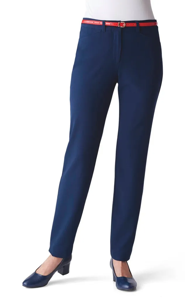 Shape Benefits by Chadwicks Diane Tummy Control Straight Leg Pant in Navy - Image 1