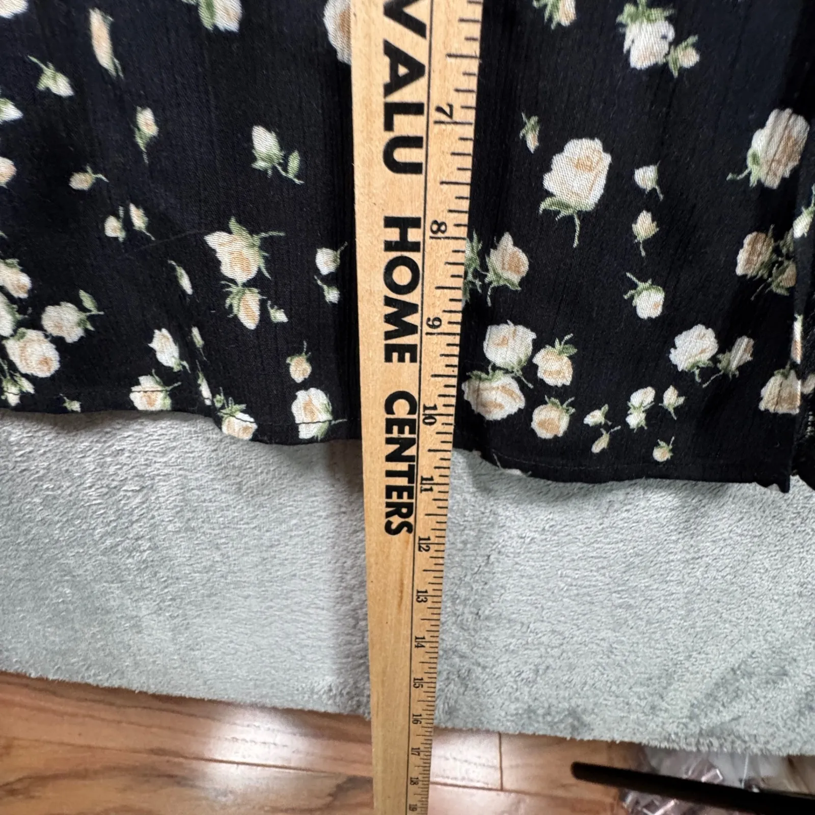 R&K Originals Dress 8 Black Floral Rayon‎ Midi Gown Cottagecore Ditsy Grunge 90s - Image 9