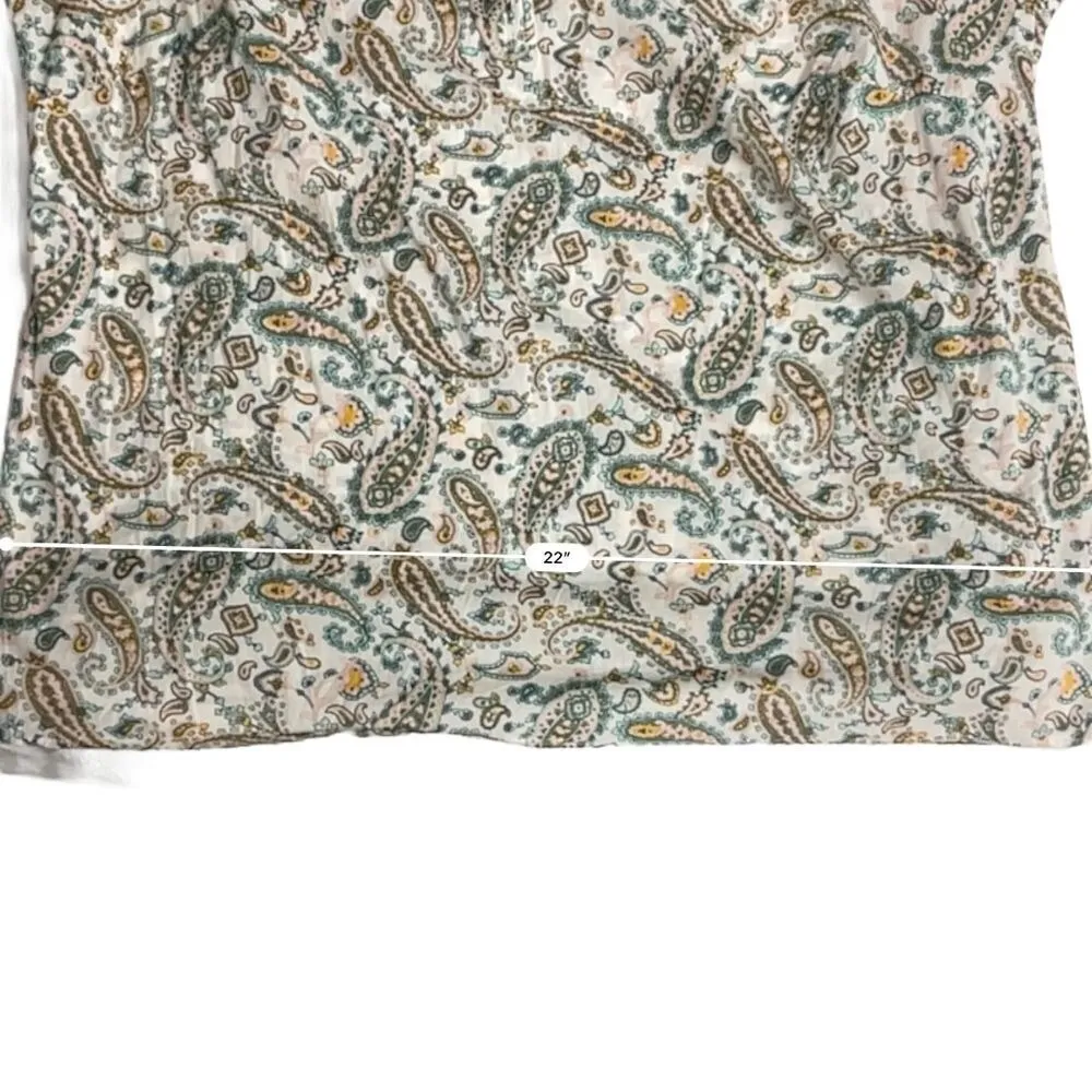 Talbots Paisley Floral Long Sleeves Cotton Top Plus SZ 2X Scoop Neck Long Sleeve - Image 9