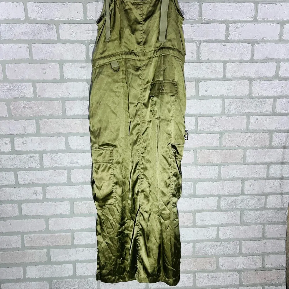 Anthropologie Love the Label Silky Utility Midi Dress in Moss Size S - Image 9