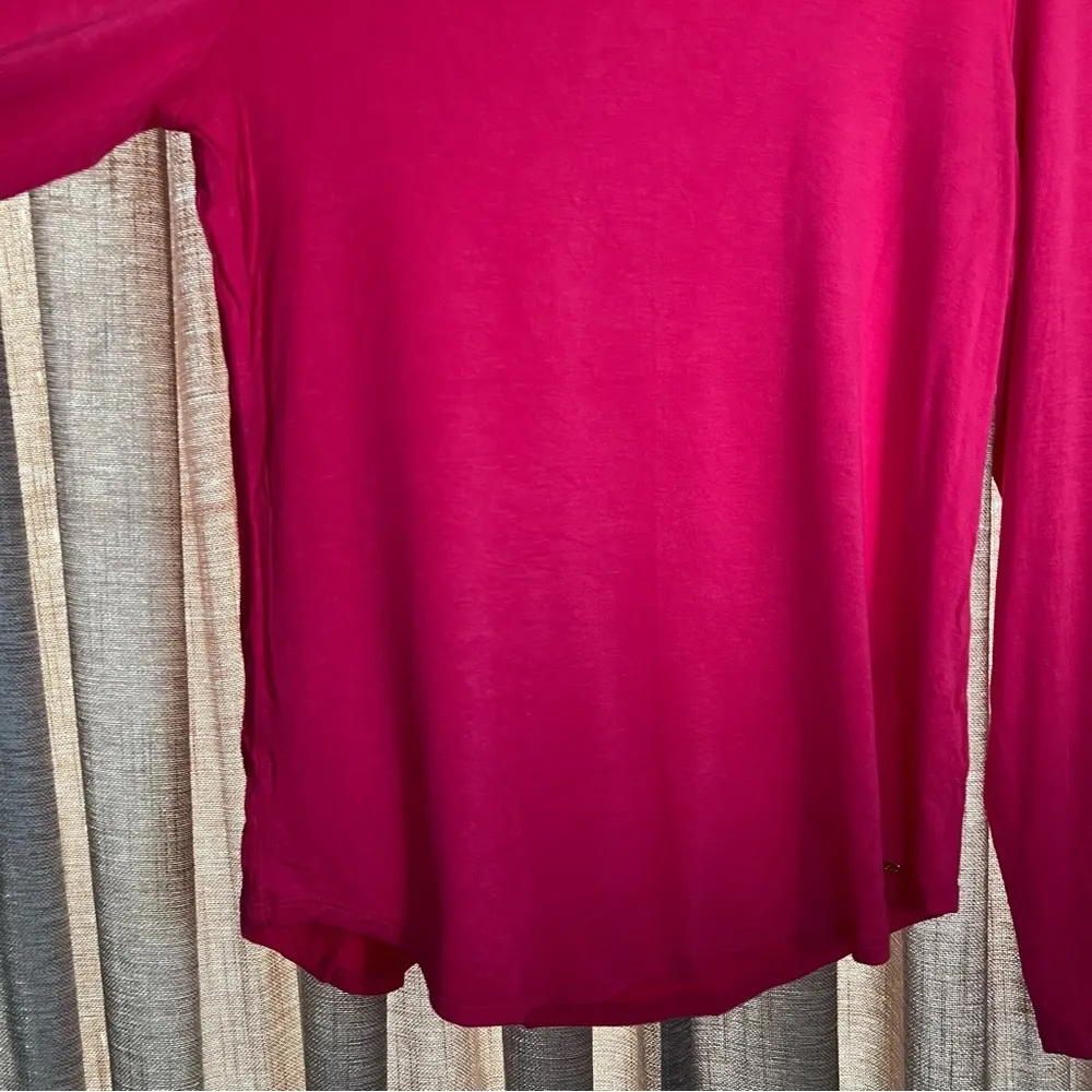 Calvin Klein Pink Long Sleeve Stretch Scoop Neck Tee Shirt Size Medium - Image 7