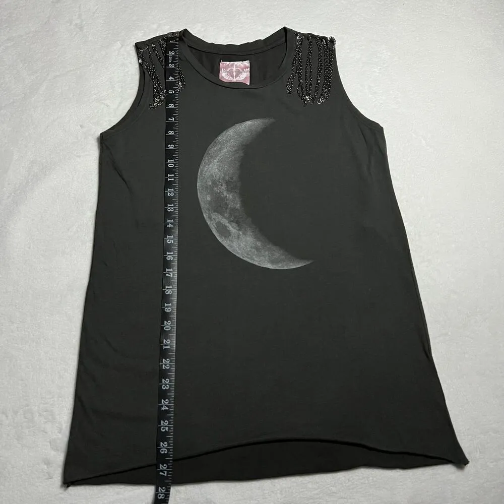 Romeo & Juliet Couture Sleeveless Moon Shirt with Metal Fringe Size Small NEW - Image 9