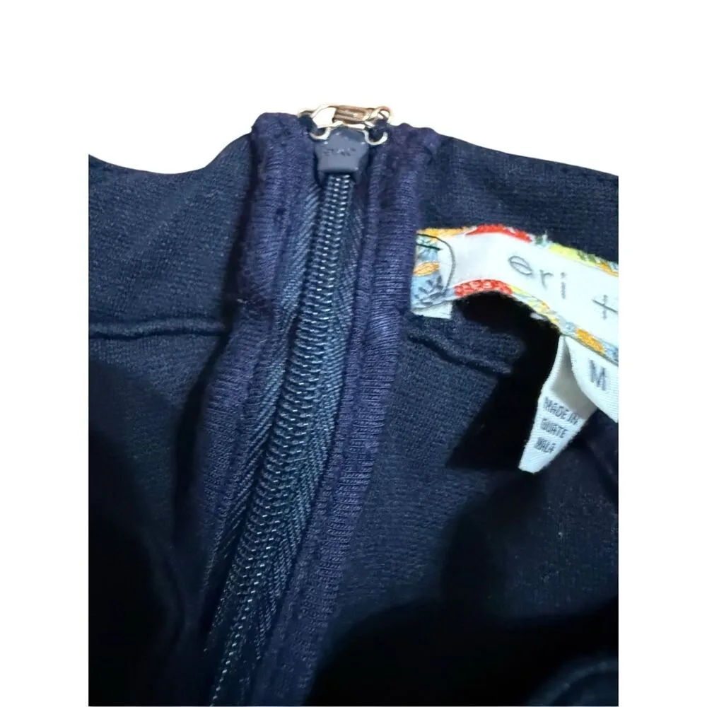 Anthropologie Eri + Ali Marin Nobility Halter Top Navy Blue Sleeveless Zip Ruffl - Image 10