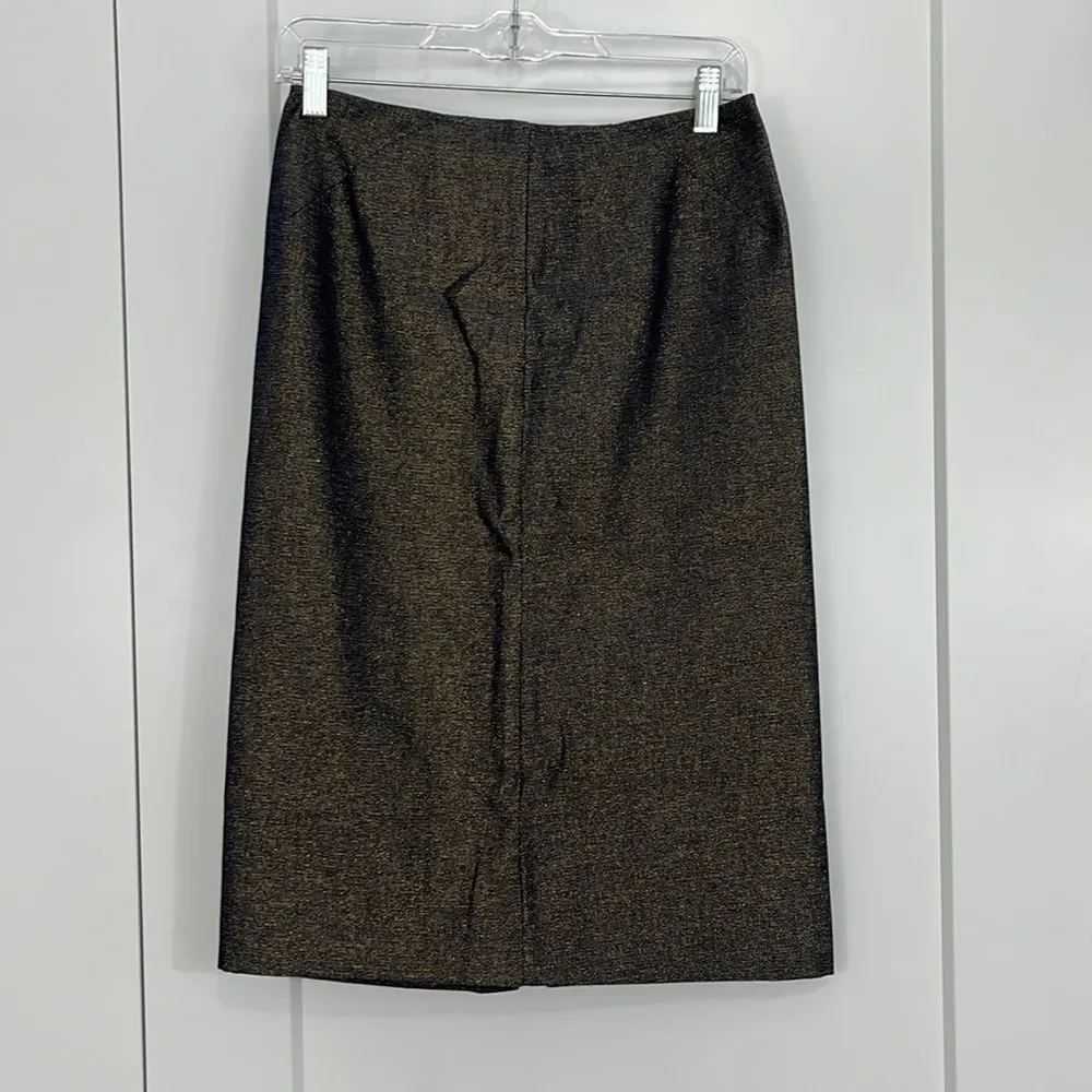 Jill Stuart Size 4 Blue and Gold Sparkle Denim Midi Skirt - Image 2