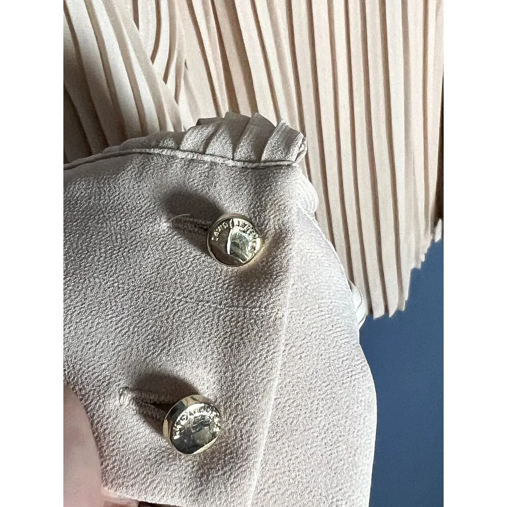 VTG David Lawrence Pleated Long Sleeve Corp Core Beige Dolman Vintage 90s Top Size 12 - Image 4