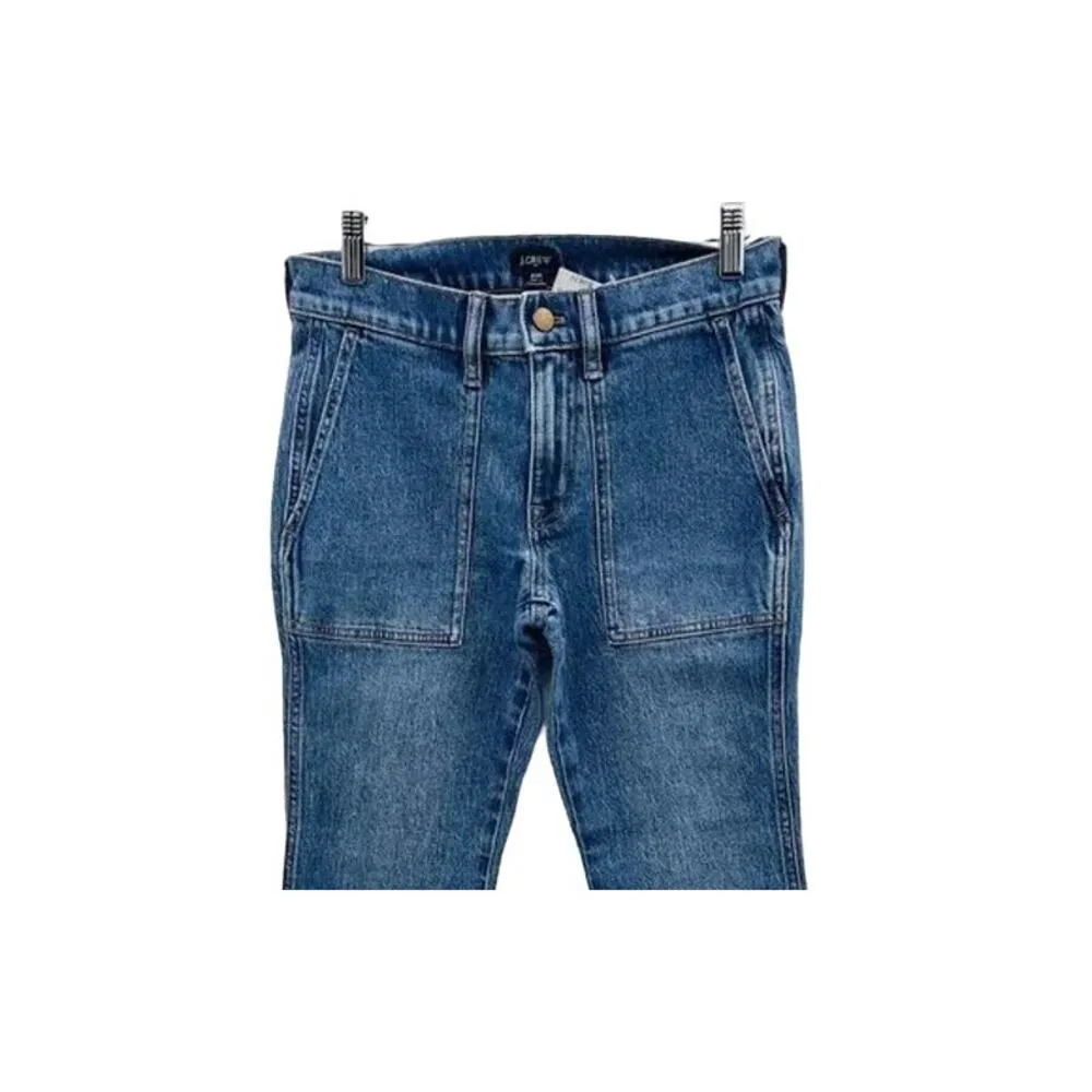 NWT J.Crew Cropped Ankle Straight Leg Patch Pocket Utility Stretch Jean 24P Blue - Image 3