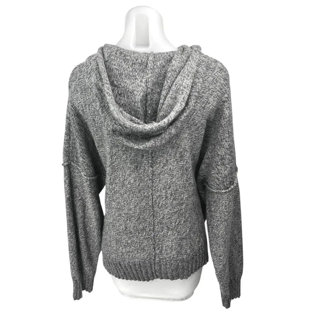 Alexander Wang Gray Wool Knitted Hoodie Hooded Oversized Pullover Sweater Top L - Image 2
