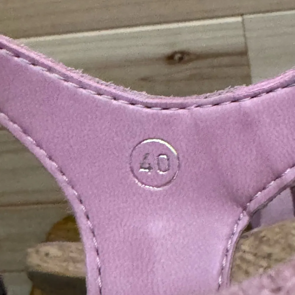 Sundance Size 40 (9) Pink Leather Suede Cork Wedge Platform Sandal Shoes - Image 3