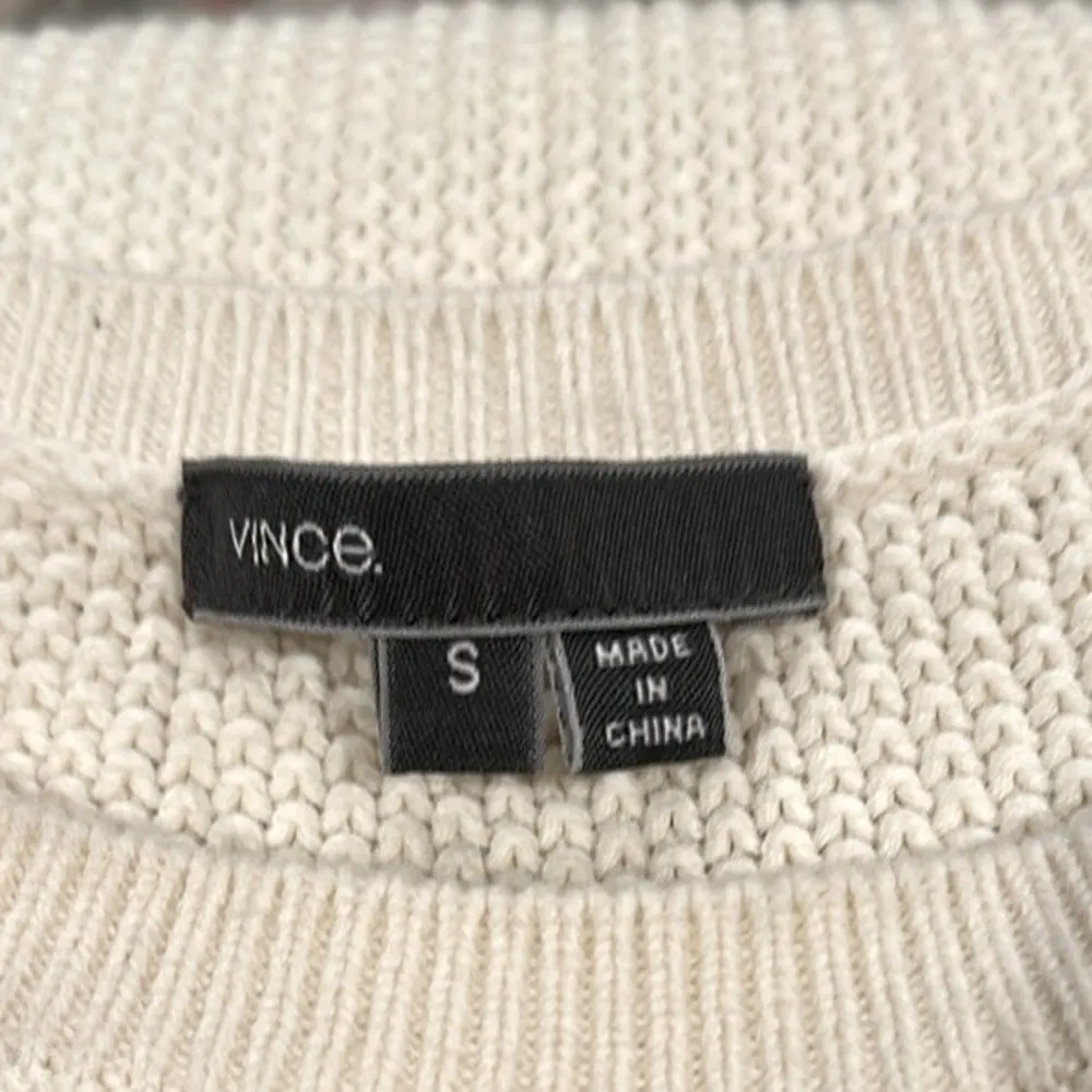 Vince Cream Ivory Cotton Crew Neck long sleeve Sweater S - Image 5