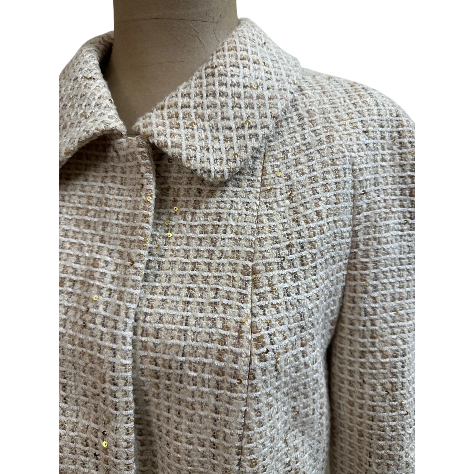 Escada Metallic Wool Blend Tweed Blazer Size 10 - Image 5