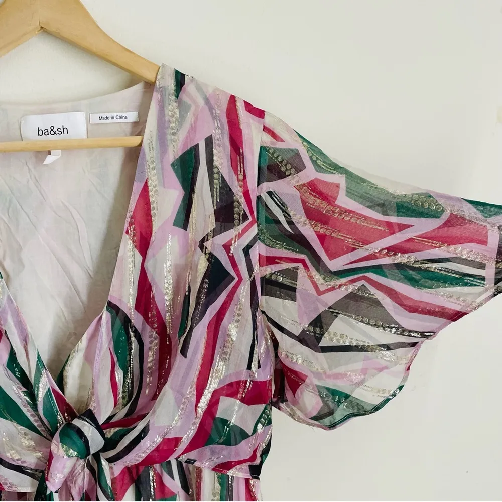 ba&sh Beryl Rose Silk Faux Wrap Midi Dress size L (10) as seen on Kelly Ripa - Image 8