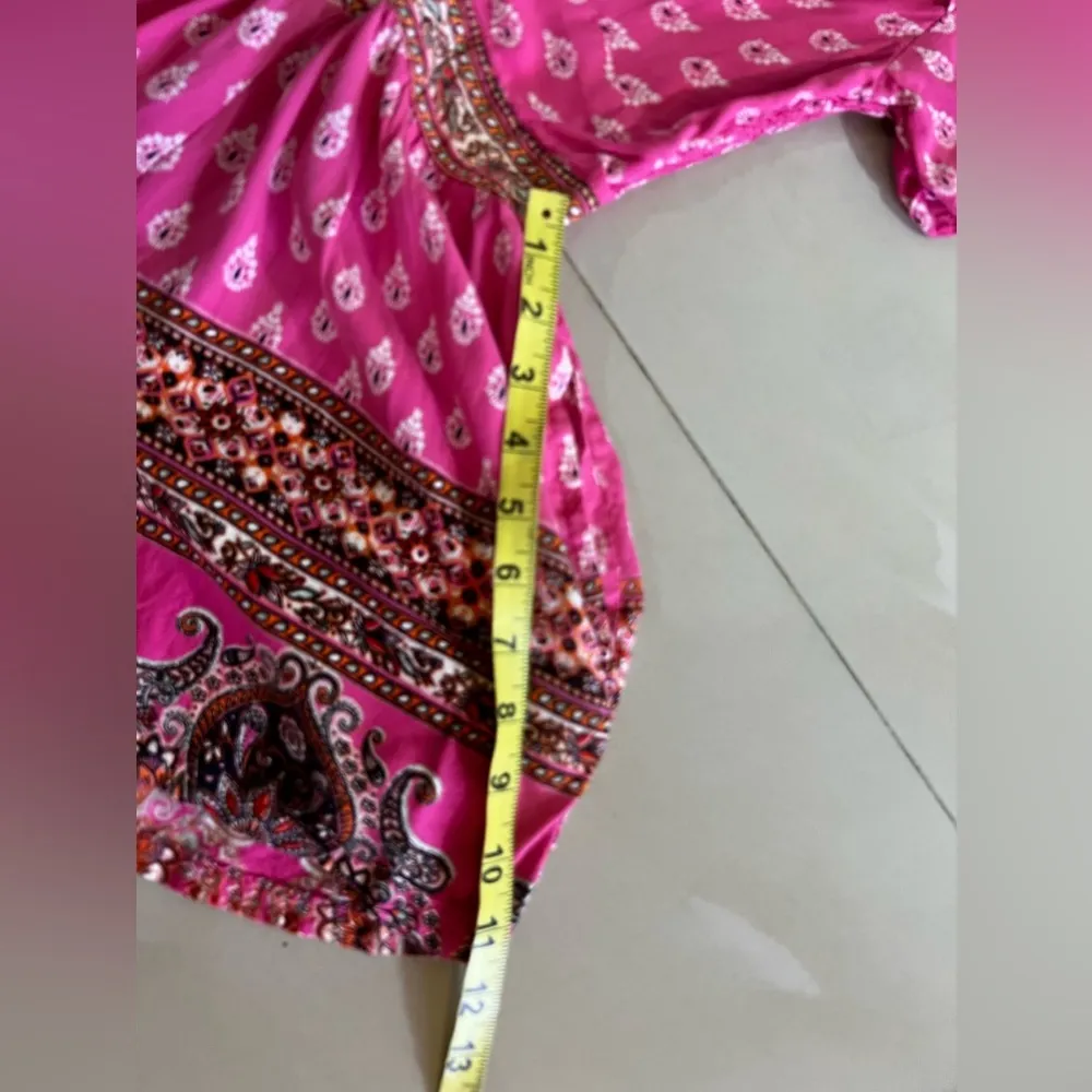 Francesca’s Mi Ami Bri Floral pink Romper bell sleeve short jumpsuit summer S - Image 5