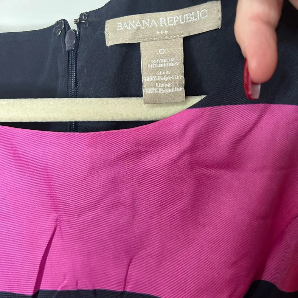 Banana Republic Pink Navy Stripe Sleeveless Dress size 0 - Image 2