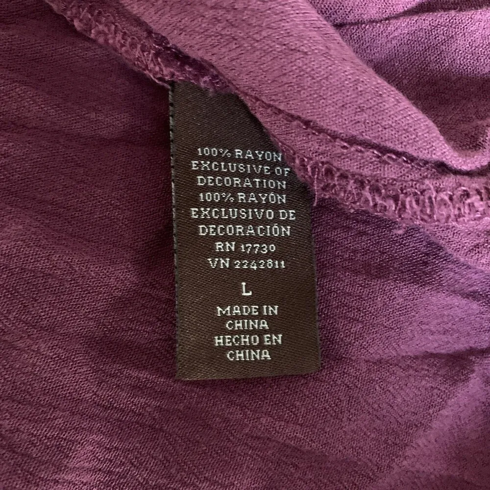Knox Rose Womens Size Large Purple Rayon Gauze Flowy Blouse Top - Image 5
