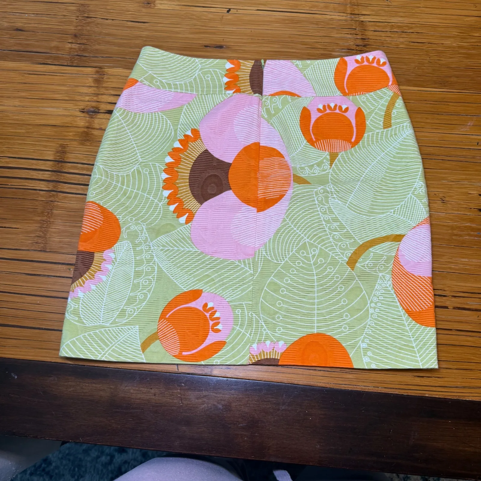 Beth Bowley Floral Print Cotton Skirt‎ Mini Skirt Size 4 Retro Mod Green - Image 7