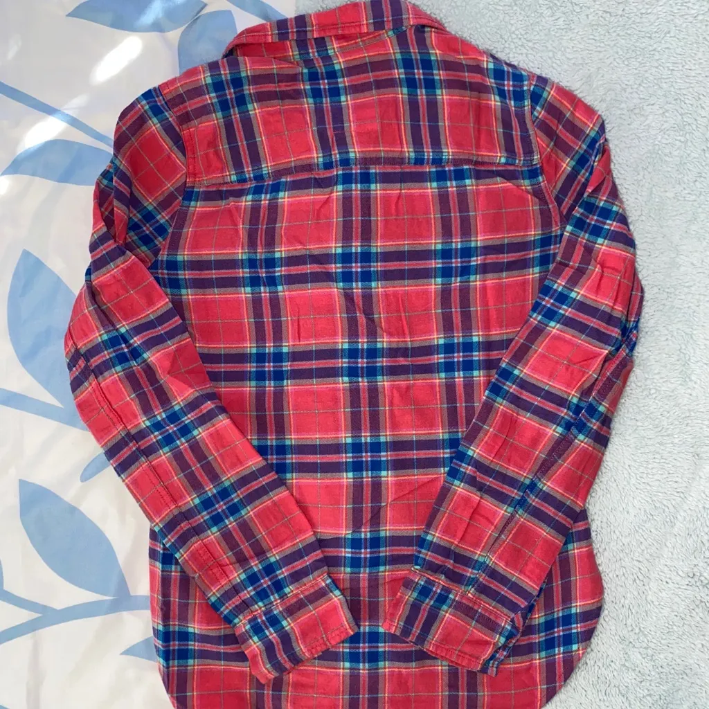 Hollister Co. Pink Plaid Button Up Flannel - Image 3