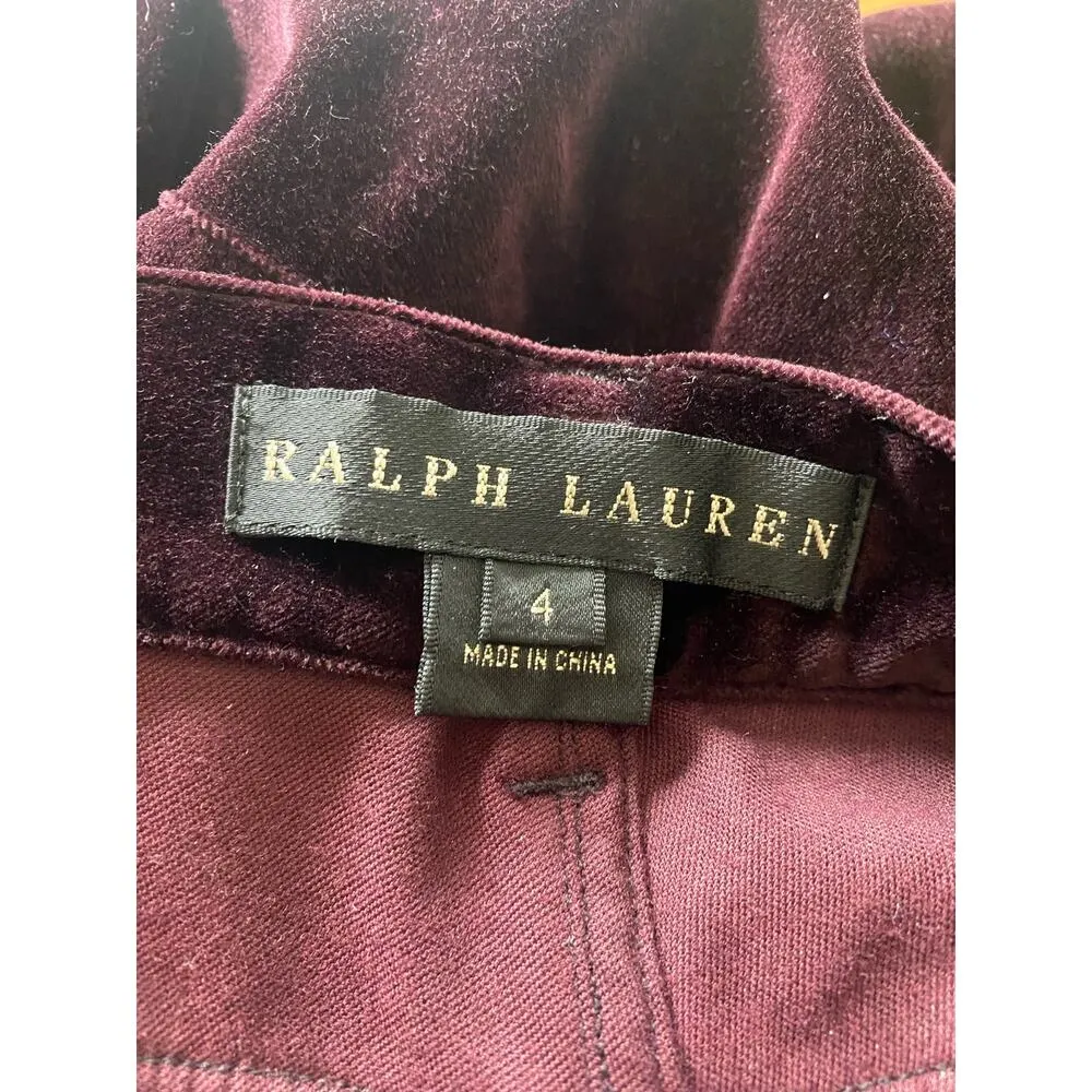 Size S//Ralph Lauren Black Label Wine Merlot Red Velvet Pants - Image 5