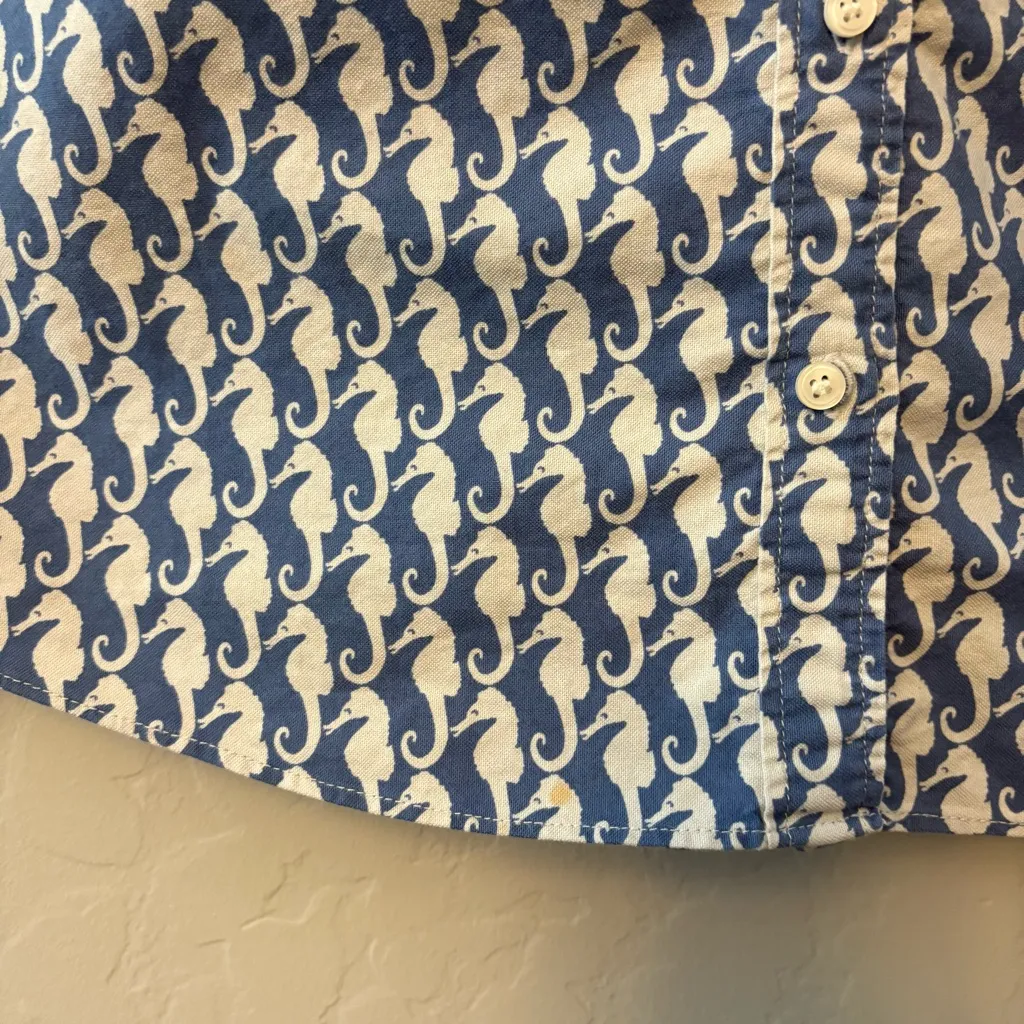 J. Crew boyfriend seahorse chambray long sleeve cotton button up size small Blue - Image 10
