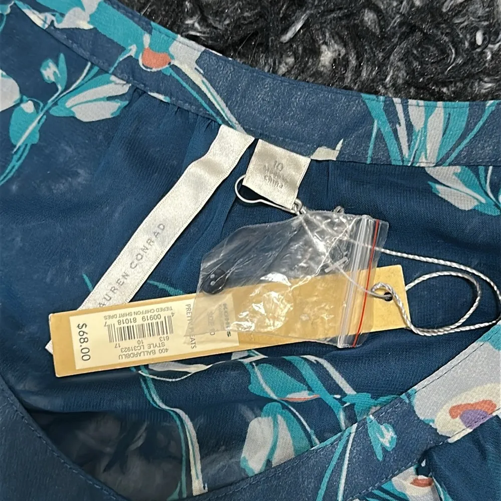 LC Lauren Conrad Pretty Pleats Layered Dress, Ballard Blue, Sz 10, NWT - Image 3