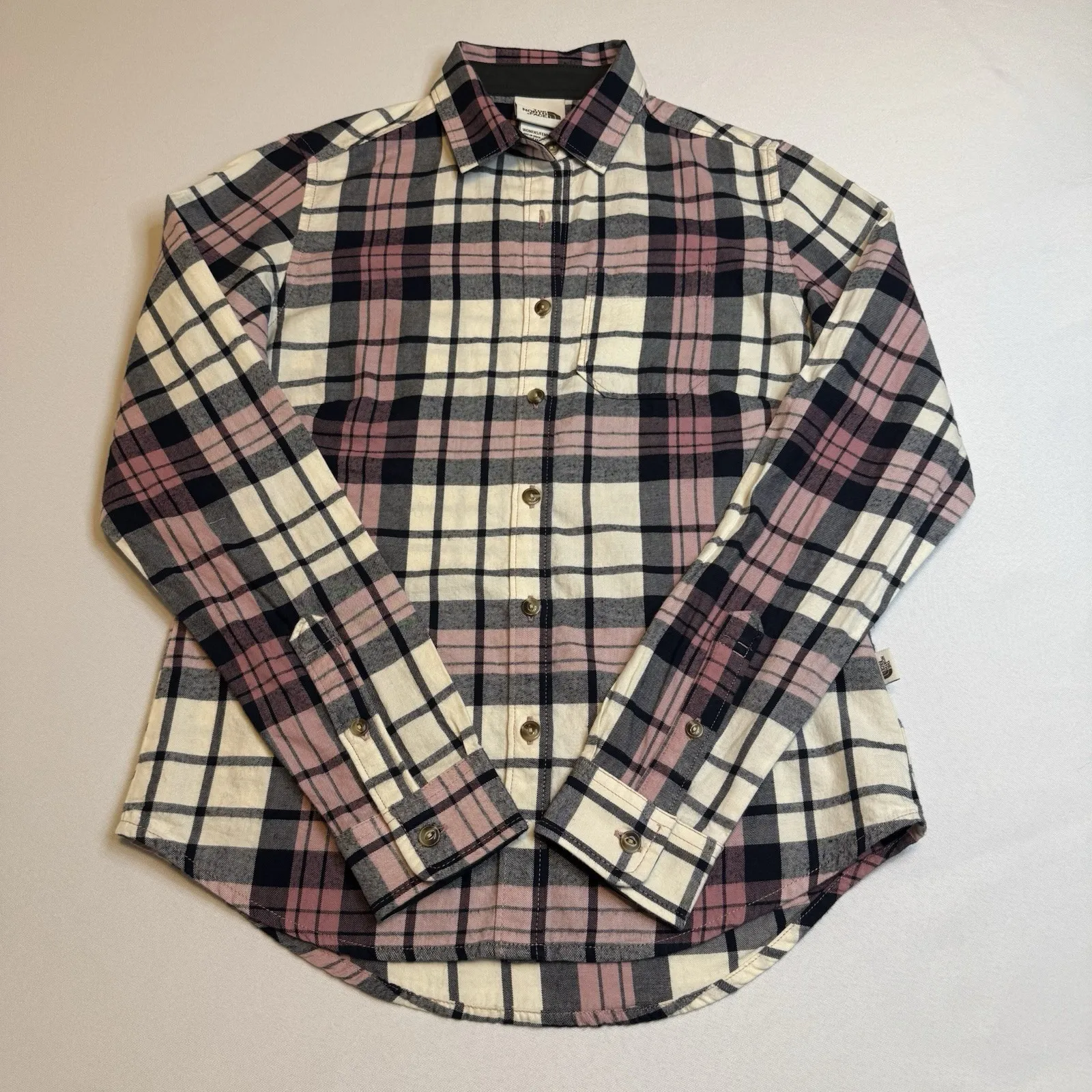 THE NORTH FACE Berkeley Pink Plaid Girlfriend Button-Up Shirt Long Sleeve Sz S # - Image 3
