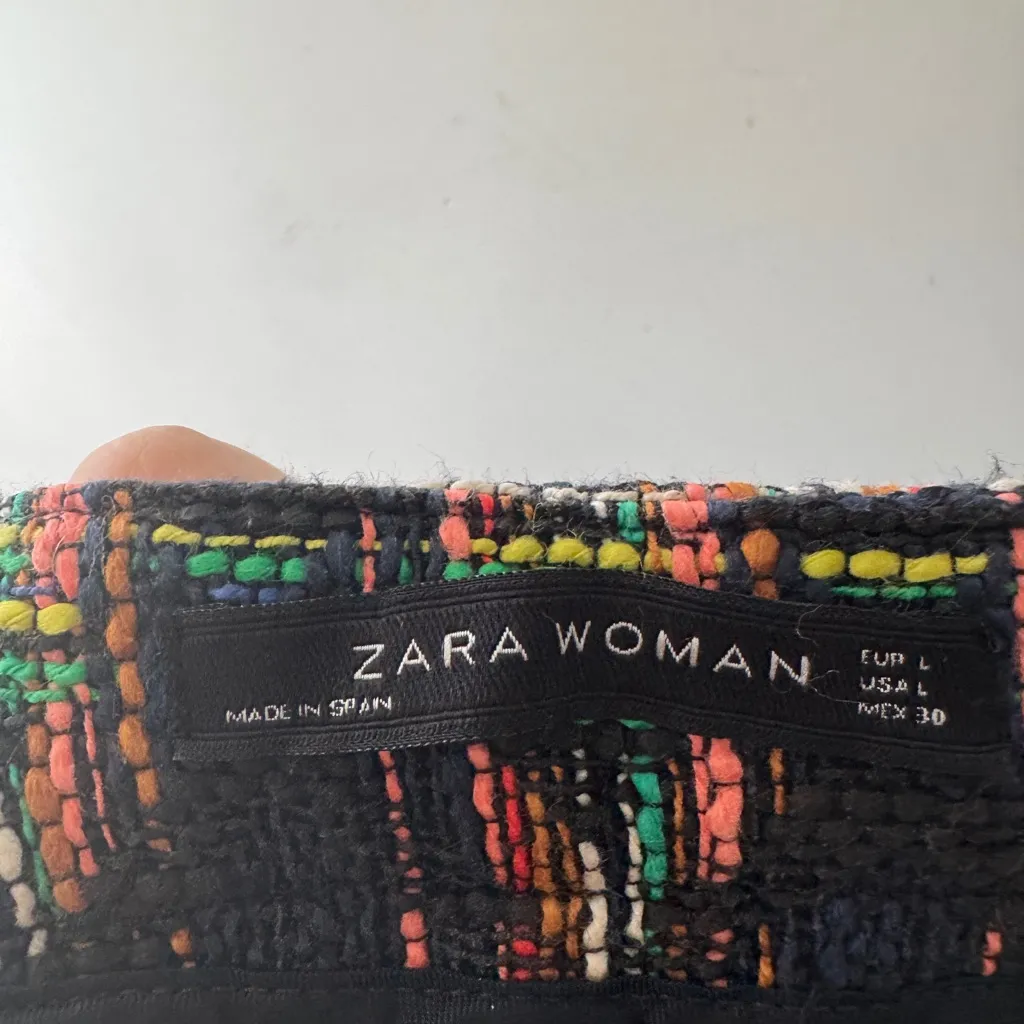 Zara Flared Multicolor Fun Tweed A-Line Skirt - Image 4