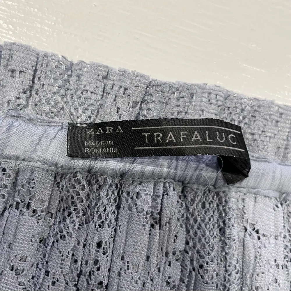 Pleated Lace Off The Shoulder Top Blue Grey Size XS - Image 14