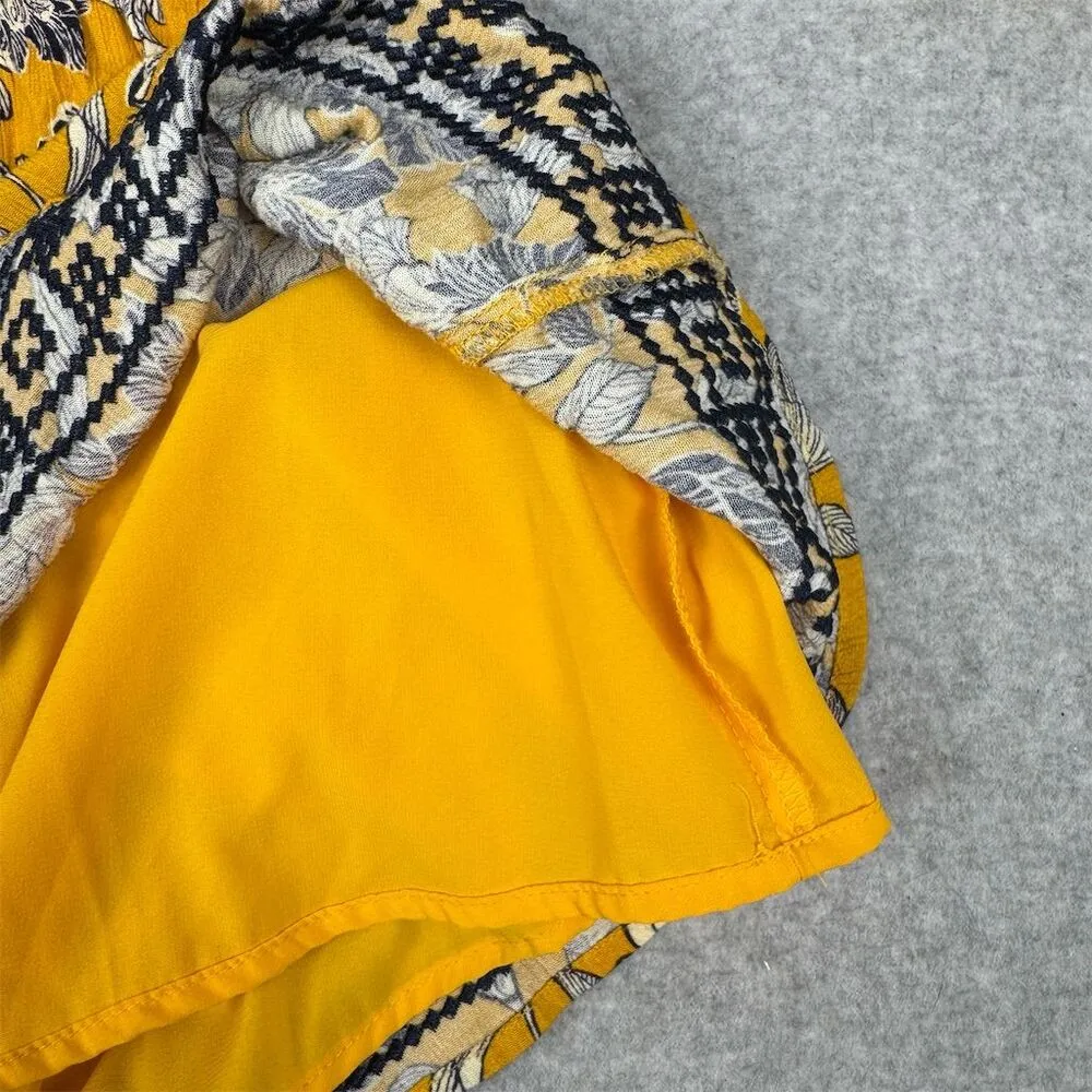 Market & Spruce Women's Size L Yellow Floral Embroidered Sleeveless Dress - Image 6