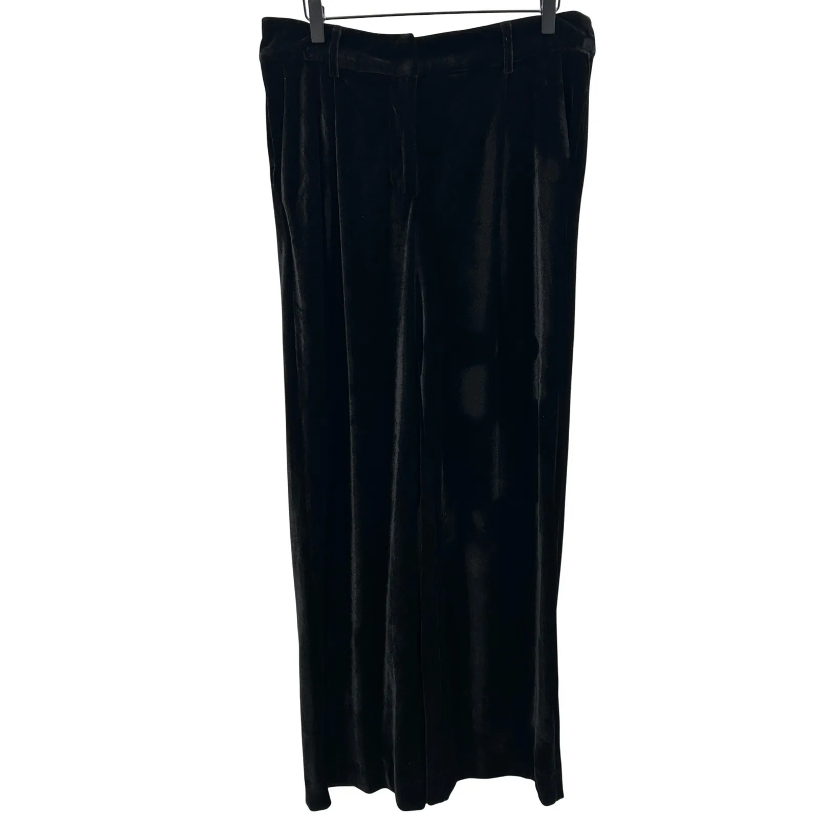 Boston Proper Malibu Black Velvet Wide Leg Trouser Pants Size 12 - Image 2