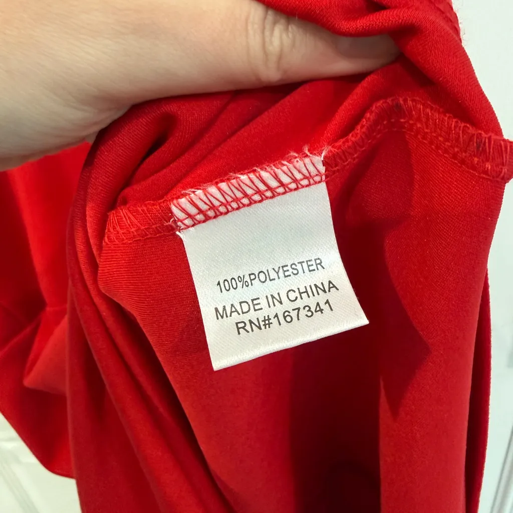 Hello Molly Girl in the Shadow Midi Asymmetrical Red Dress Women’s Size Small - Image 7