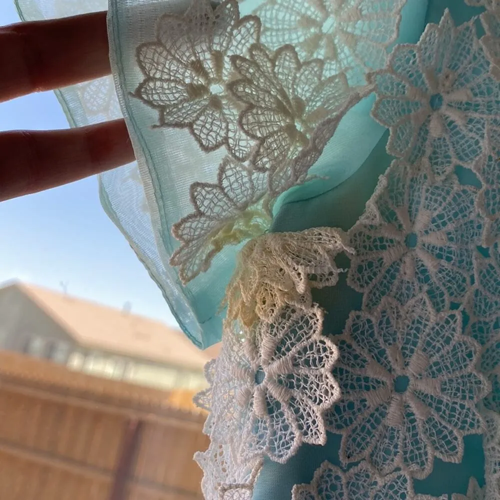 Vintage 60s Sylvia Ann brides maid dress short sleeve empire waist cottage core Blue - Image 3