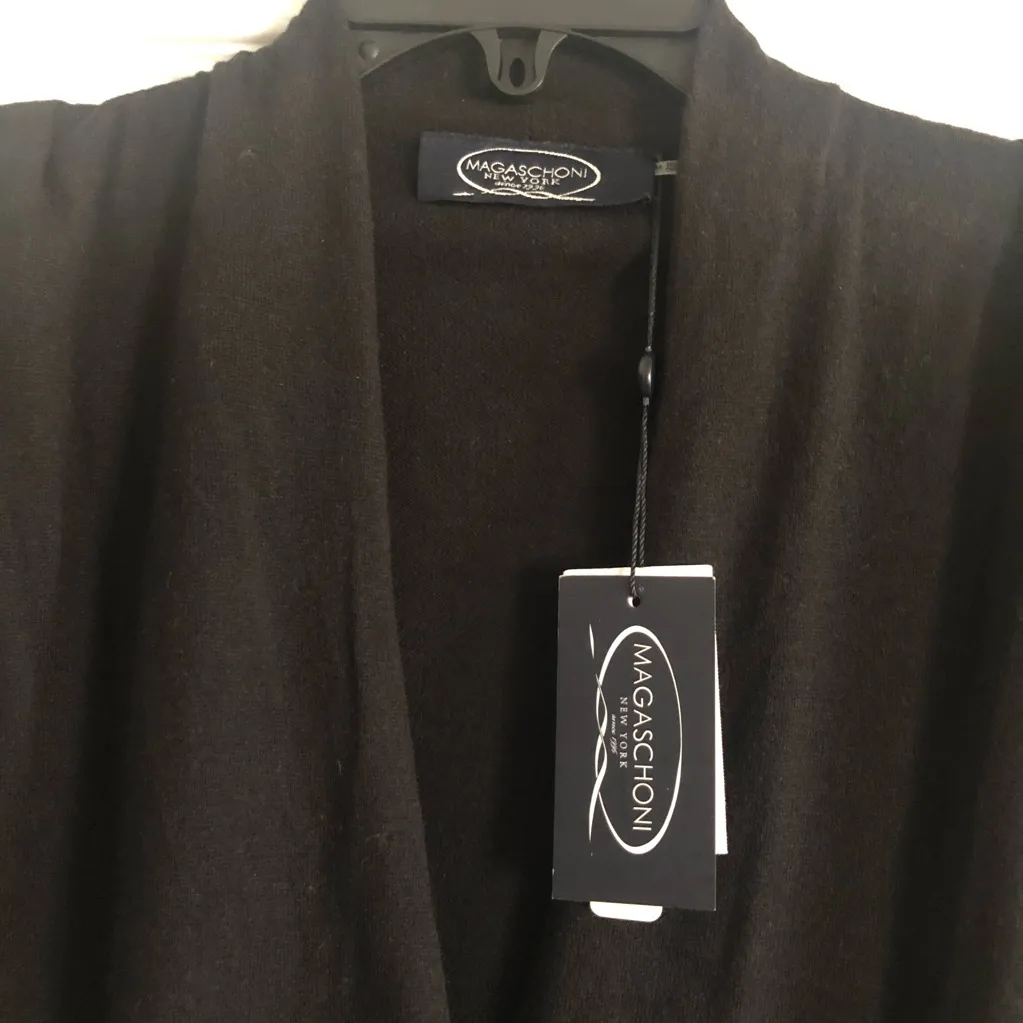 🆕 Magaschoni Black Top with Embellished Sleeves - Image 4