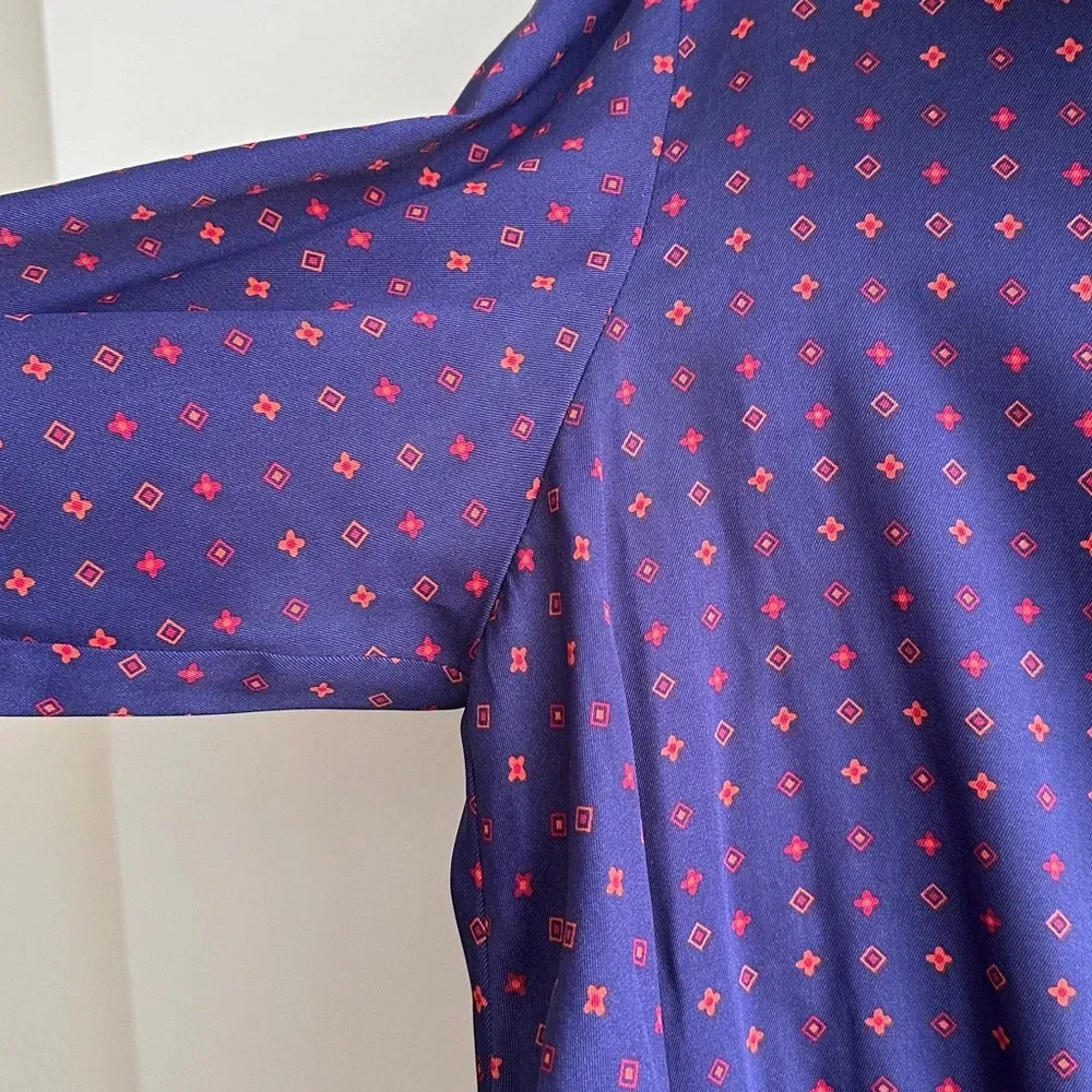 Thakoon Collective Printed Mini Shirt Dress, Cinched Diamond Shirt Dress Size 10 Purple - Image 11