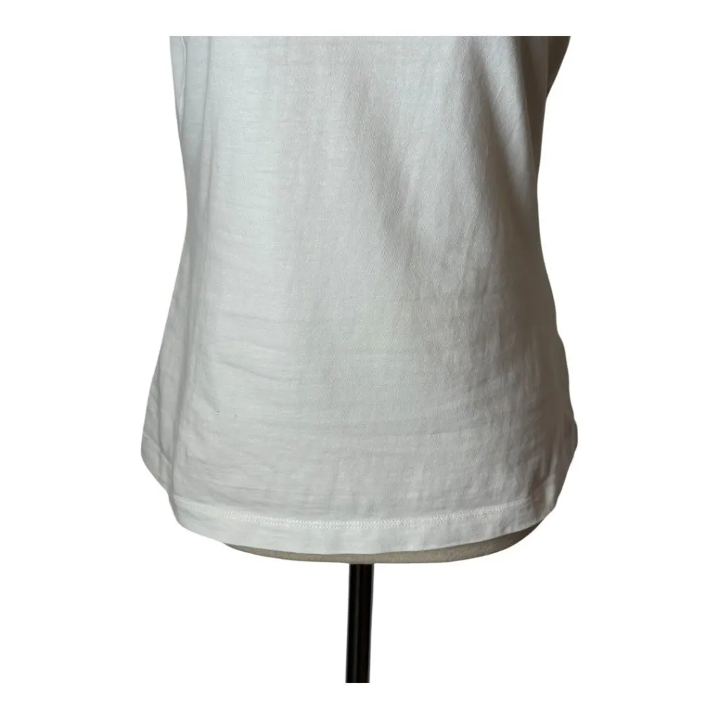 Rebecca Taylor La Vie Tee Women Medium White Cotton Crew Neck Cap Sleeve Top - Image 7