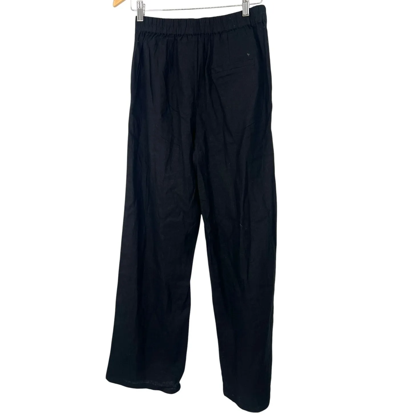 NWT Love Tree | M | Pants Trouser Linen Wide Leg Pleated Front 30" Inseam Black - Image 4