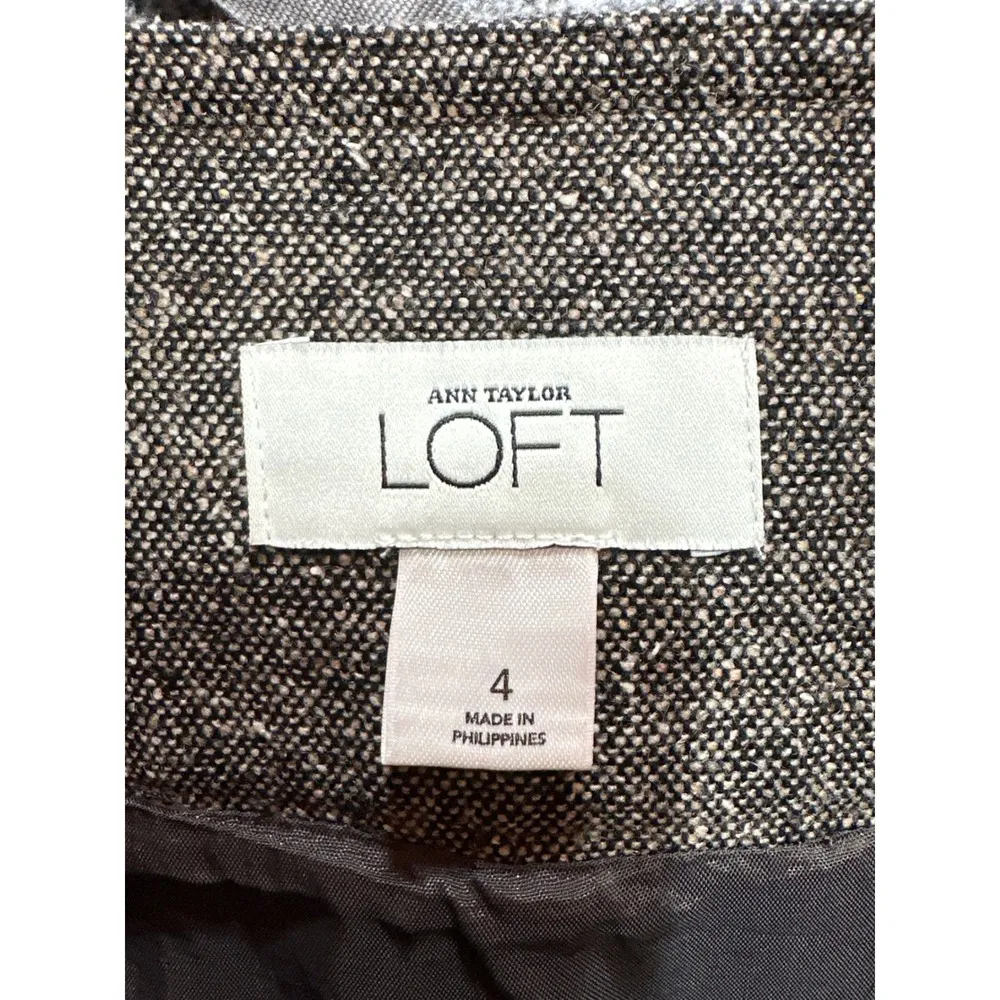 Ann Taylor LOFT Tweed Skirt A-Line Pleated Career Casual Brown Size 4 - Image 3