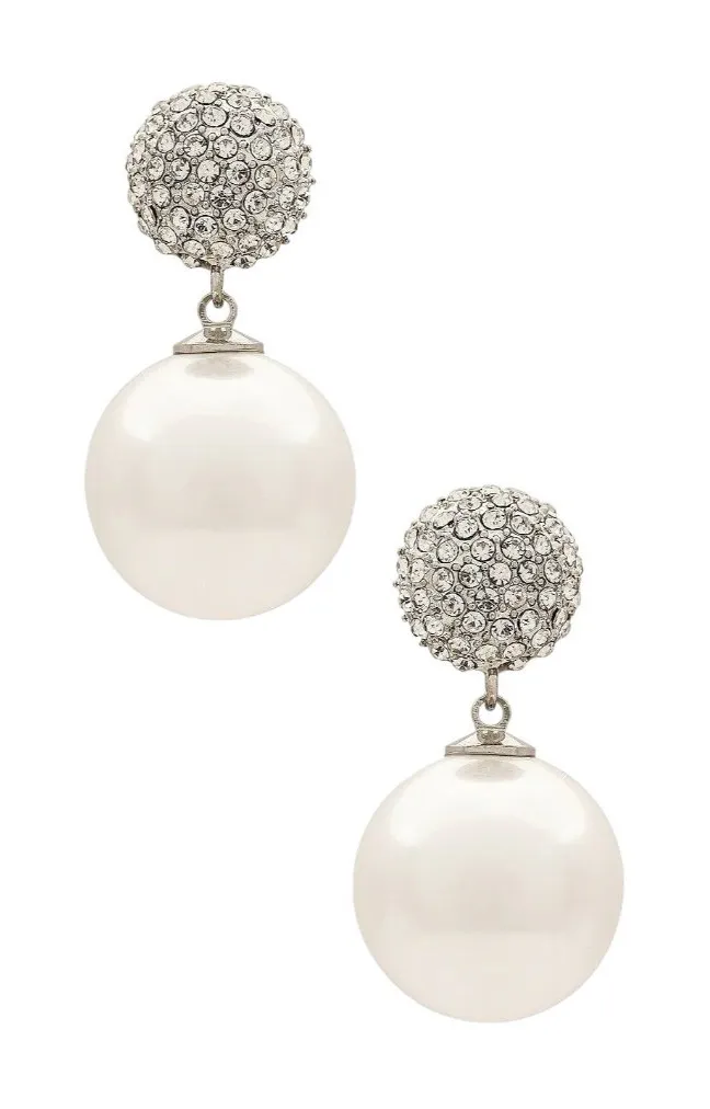 8 Other Reasons Pearl Drop Earring in Pearl & Silver Womens Dangle Crystals - Image 1