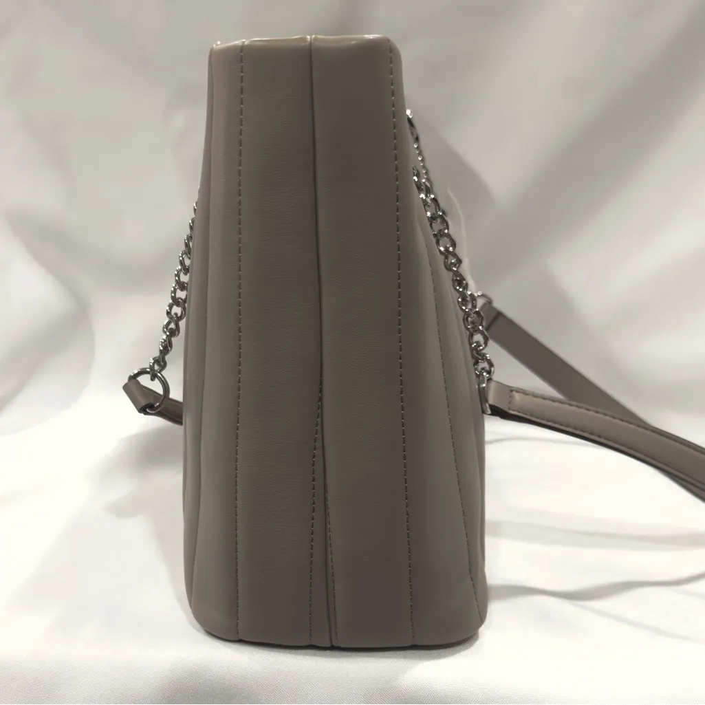 DKNY Shopper Seva Tote Leather Handbag Toffee Brown/ Silver - Image 4